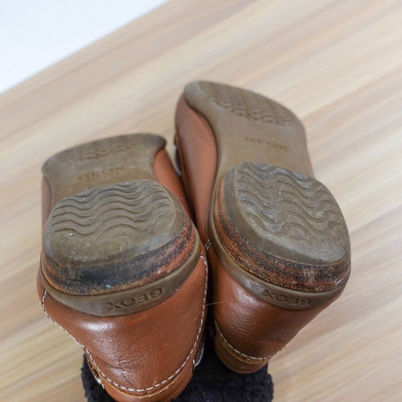 Leather Boat Loafers Womens‎ 7.5 D GEOX Respira Tan Deck Tie Moccasin Nautical - Picture 11 of 14